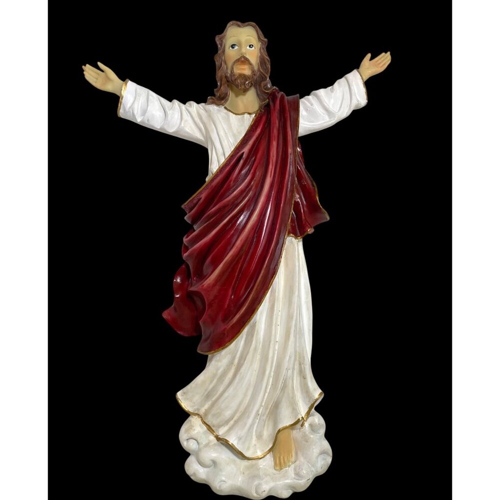 Large Hand-Painted Jesus Christ Wall Hanging Statue With Open Arms Design
